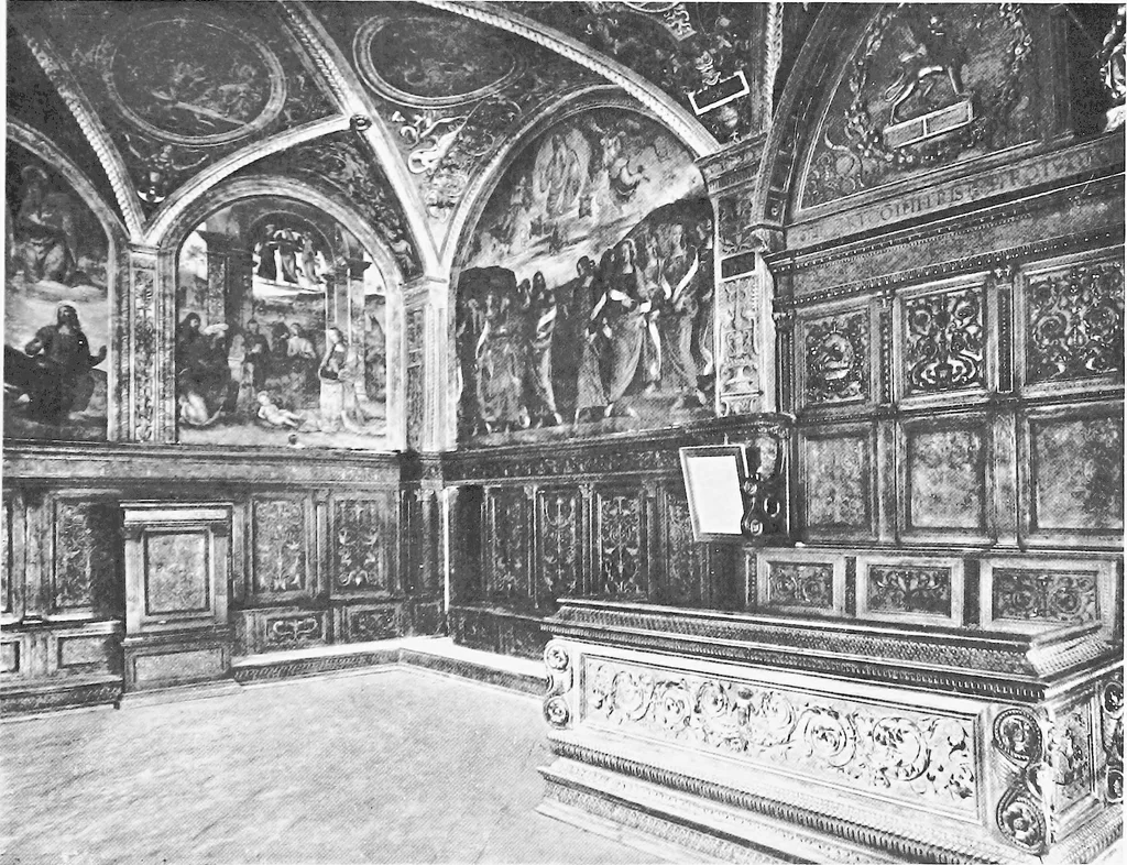 An illustration from Interiors, fireplaces, & fvrnitvre of the Italian renaissance, 1916, leaf 48