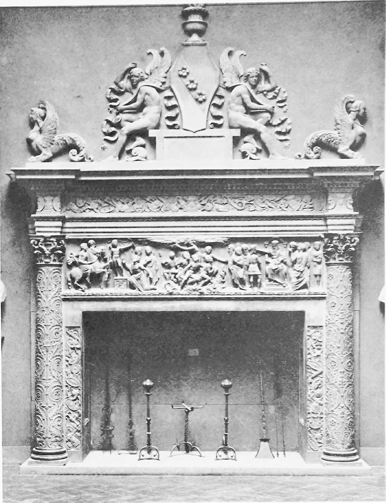 An illustration from Interiors, fireplaces, & fvrnitvre of the Italian renaissance, 1916, leaf 94