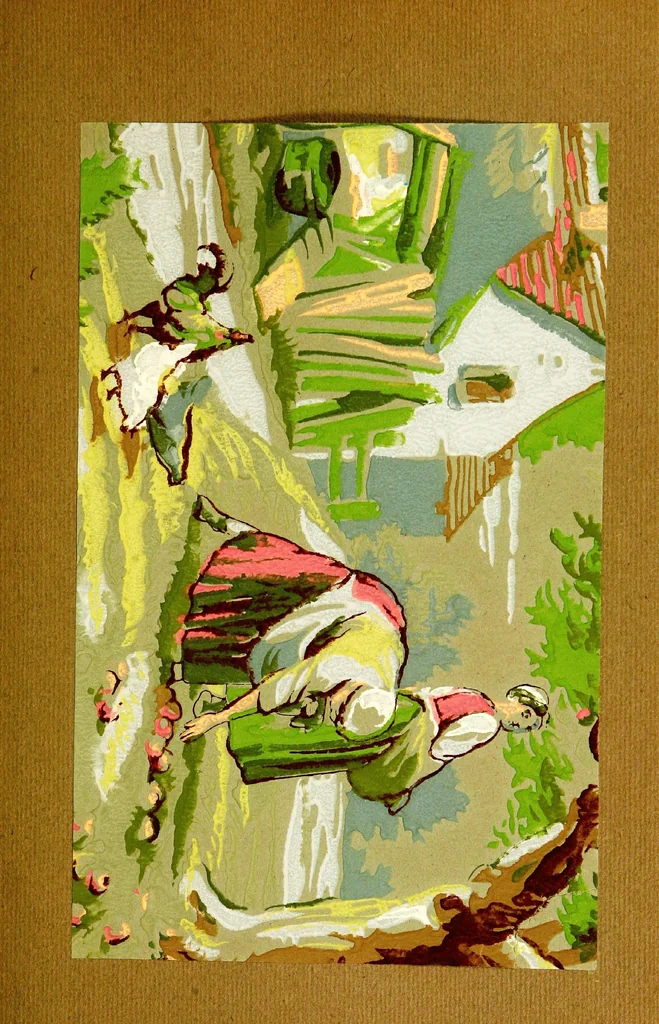 An illustration from Old time wall papers; an account of the pictorial papers on our forefathers' walls, with a study of the historical development of wall paper making and decoration, 1905, leaf 38