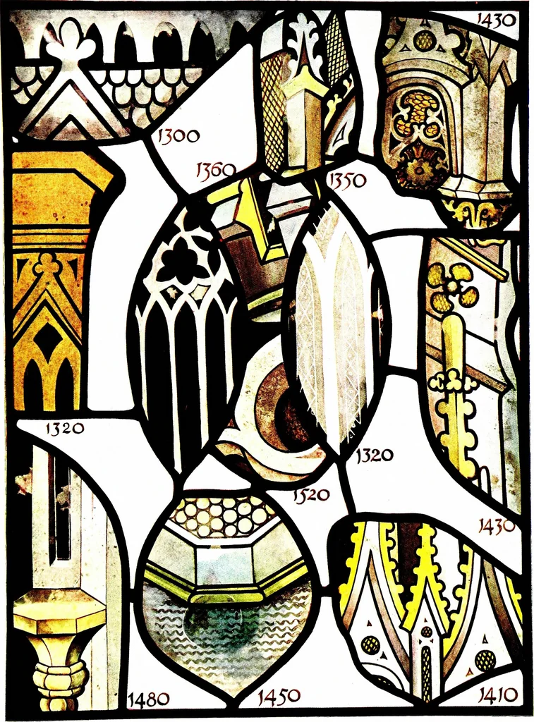 An illustration from A history of English glass-painting, with some remarks upon the Swiss glass miniatures of the sixteenth and seventeenth centuries, 1912, leaf 103