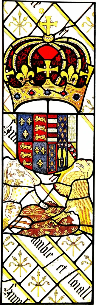 An illustration from A history of English glass-painting, with some remarks upon the Swiss glass miniatures of the sixteenth and seventeenth centuries, 1912, leaf 159