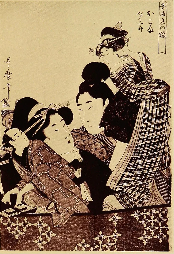 An illustration from On collecting Japanese colour-prints; being an introduction to the study and collection of the colour-prints of Ukiyoye school of Japan. Illustrated by examples from the author's collection, 1917, leaf 84
