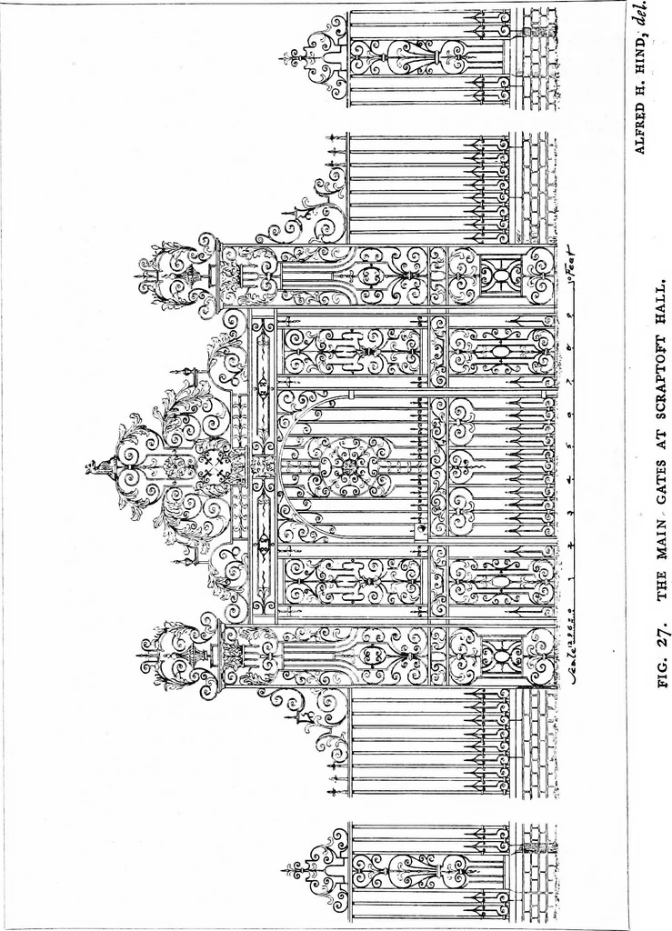 An illustration from English ironwork of the XVIIth & XVIIIth centuries; an historical & analytical account of the development of exterior smithcraft, 1911, leaf 159