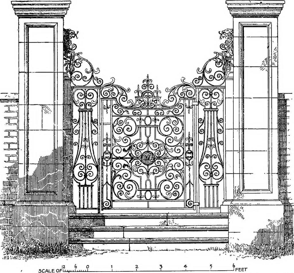 An illustration from English ironwork of the XVIIth & XVIIIth centuries; an historical & analytical account of the development of exterior smithcraft, 1911, leaf 162