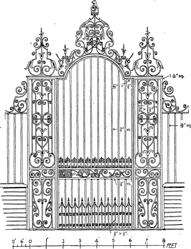 An illustration from English ironwork of the XVIIth & XVIIIth centuries; an historical & analytical account of the development of exterior smithcraft, 1911, leaf 229