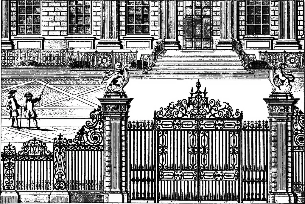 An illustration from English ironwork of the XVIIth & XVIIIth centuries; an historical & analytical account of the development of exterior smithcraft, 1911, leaf 243