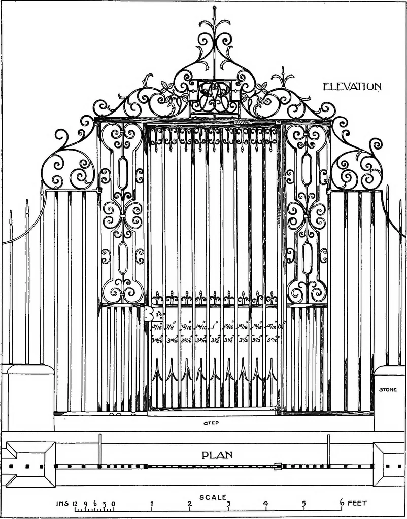 An illustration from English ironwork of the XVIIth & XVIIIth centuries; an historical & analytical account of the development of exterior smithcraft, 1911, leaf 274