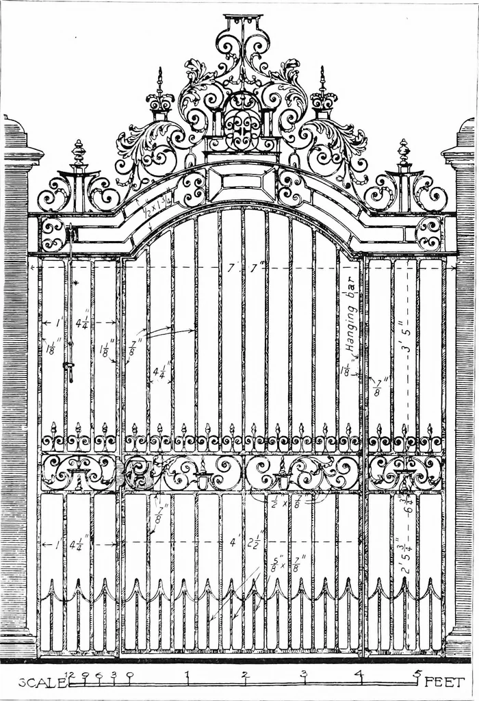 An illustration from English ironwork of the XVIIth & XVIIIth centuries; an historical & analytical account of the development of exterior smithcraft, 1911, leaf 278