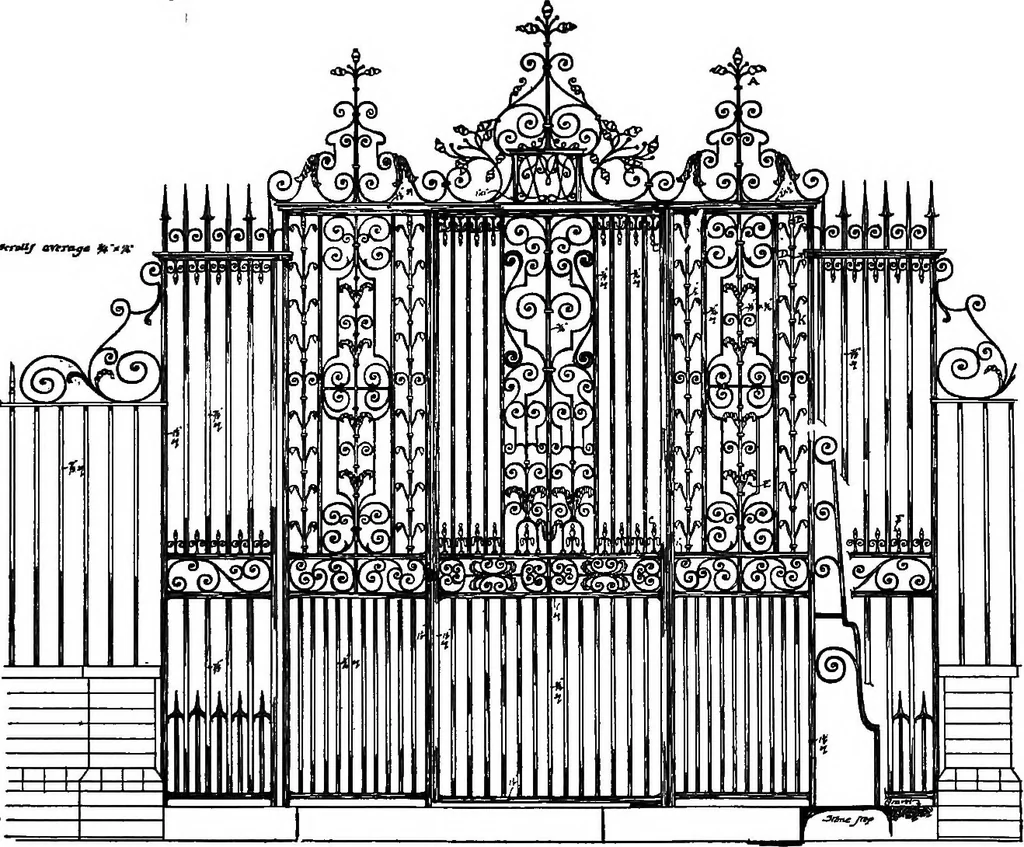 An illustration from English ironwork of the XVIIth & XVIIIth centuries; an historical & analytical account of the development of exterior smithcraft, 1911, leaf 302