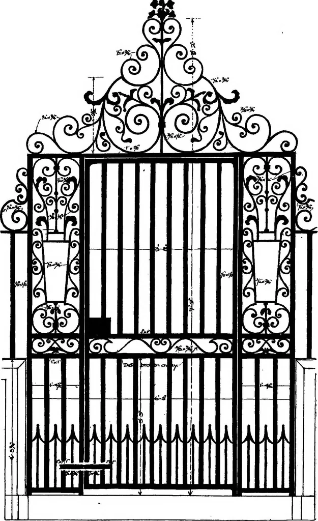 An illustration from English ironwork of the XVIIth & XVIIIth centuries; an historical & analytical account of the development of exterior smithcraft, 1911, leaf 357