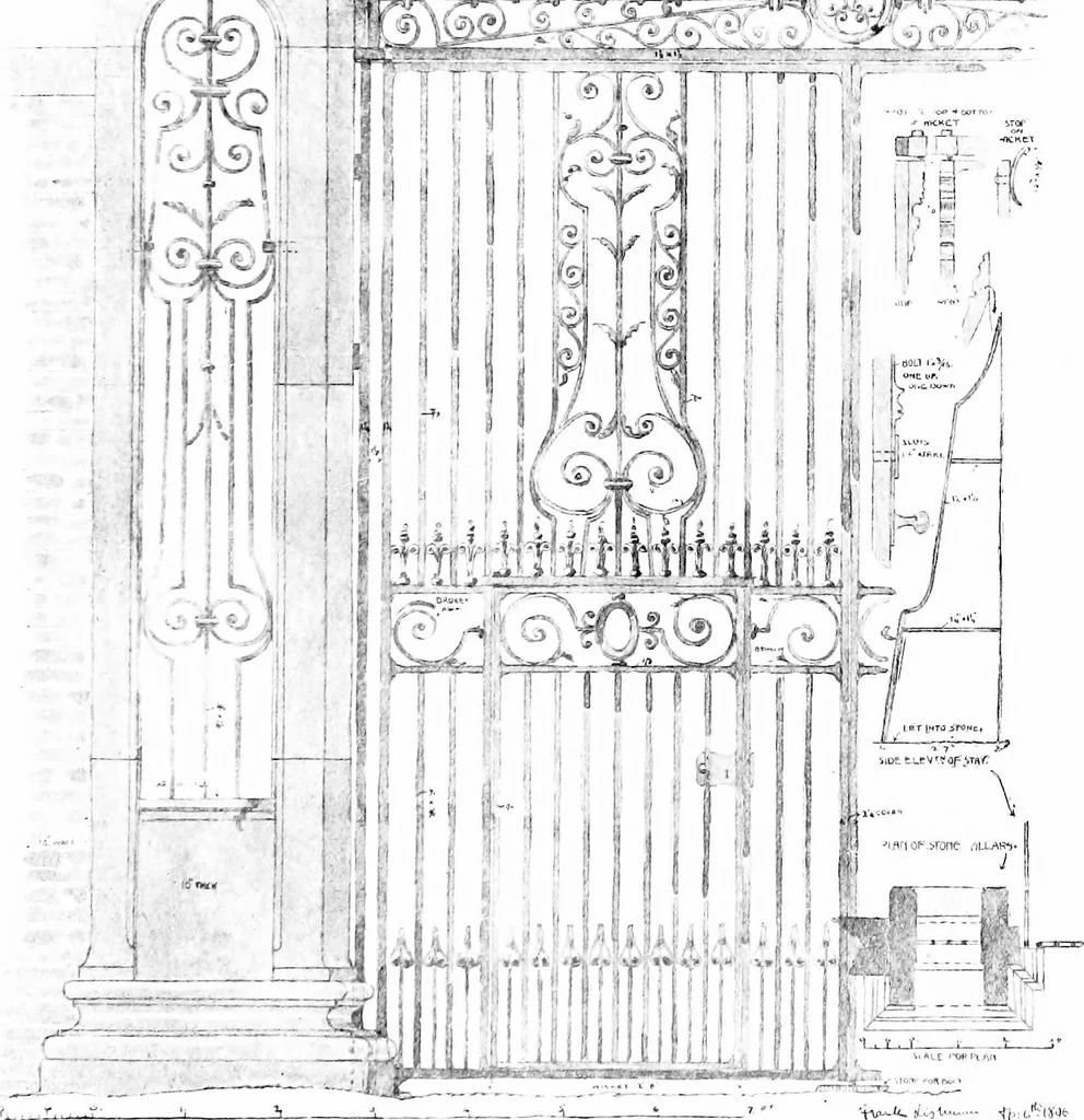 An illustration from English ironwork of the XVIIth & XVIIIth centuries; an historical & analytical account of the development of exterior smithcraft, 1911, leaf 388