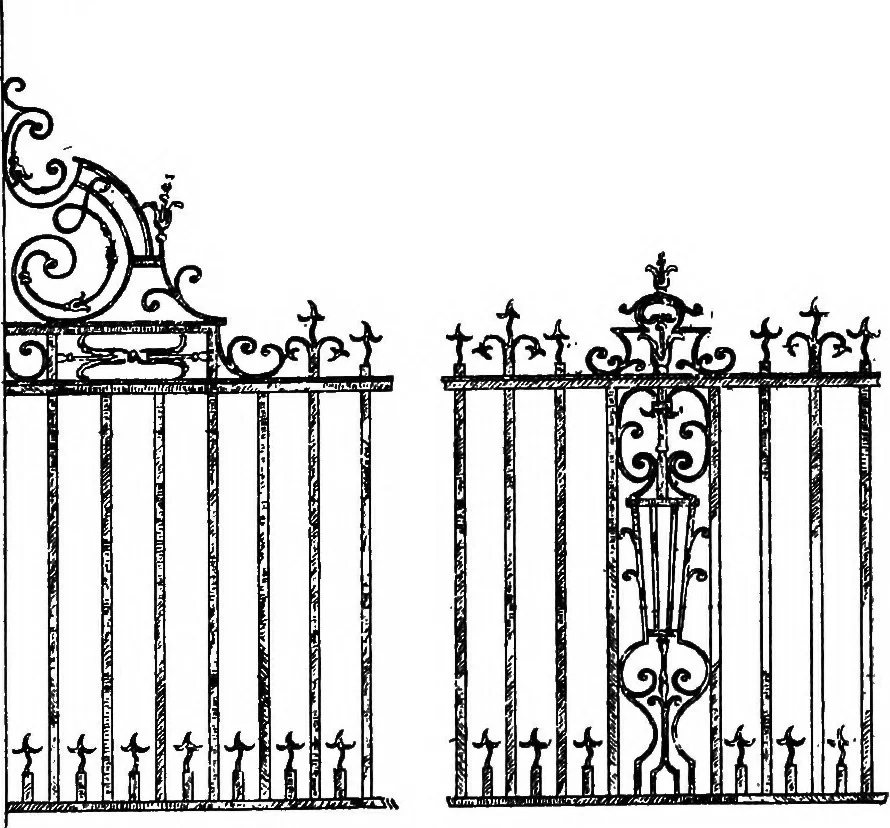 An illustration from English ironwork of the XVIIth & XVIIIth centuries; an historical & analytical account of the development of exterior smithcraft, 1911, leaf 404