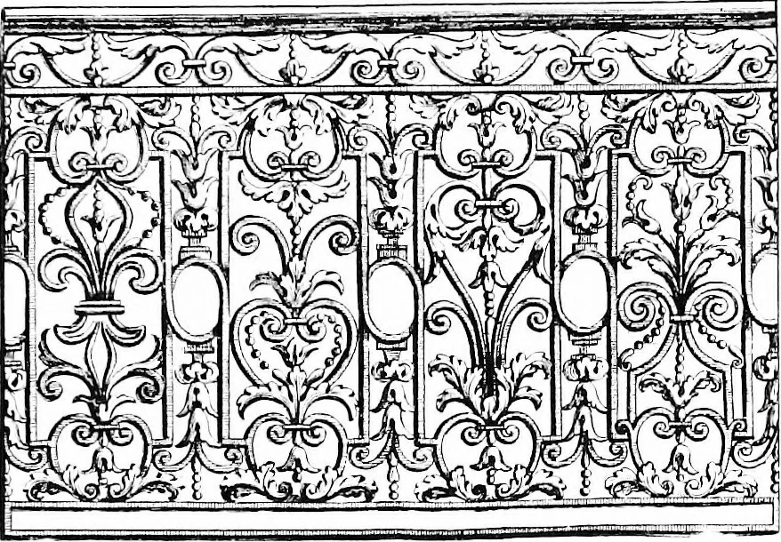 An illustration from English ironwork of the XVIIth & XVIIIth centuries; an historical & analytical account of the development of exterior smithcraft, 1911, leaf 432