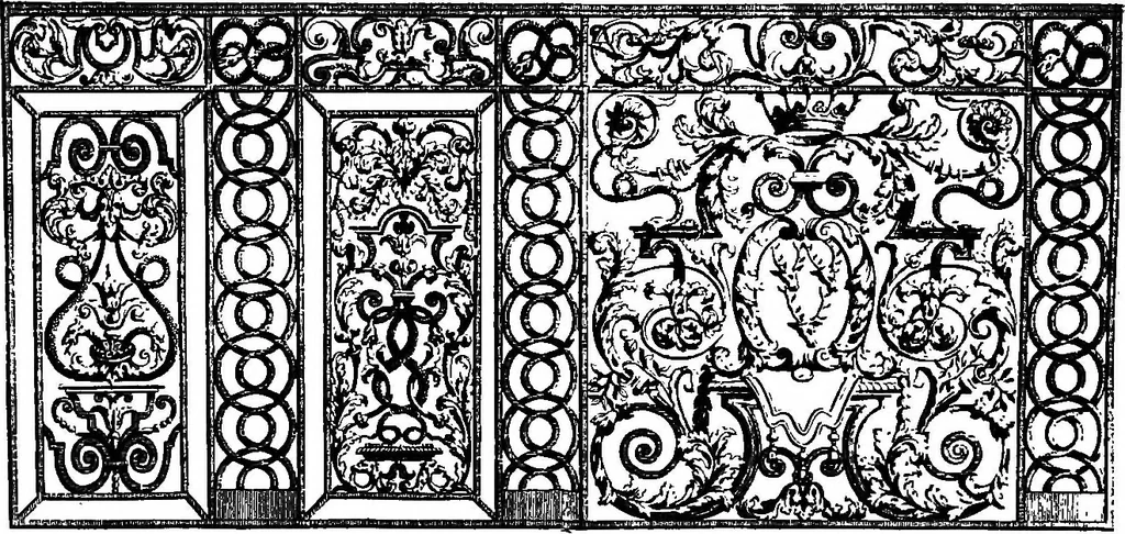 An illustration from English ironwork of the XVIIth & XVIIIth centuries; an historical & analytical account of the development of exterior smithcraft, 1911, leaf 449