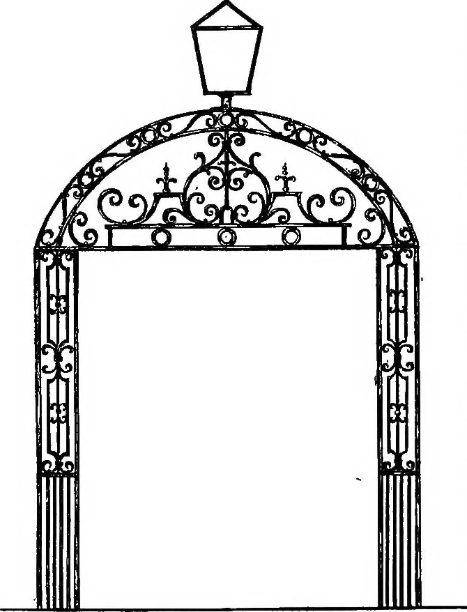 An illustration from English ironwork of the XVIIth & XVIIIth centuries; an historical & analytical account of the development of exterior smithcraft, 1911, leaf 497