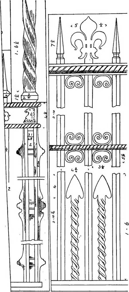 An illustration from English ironwork of the XVIIth & XVIIIth centuries; an historical & analytical account of the development of exterior smithcraft, 1911, leaf 65