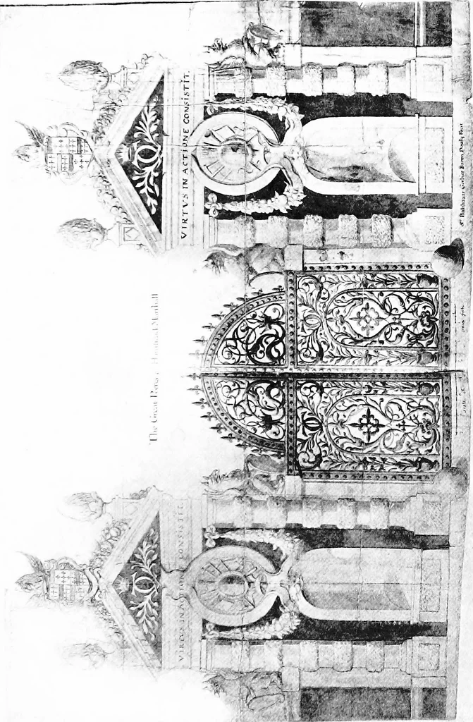 An illustration from English ironwork of the XVIIth & XVIIIth centuries; an historical & analytical account of the development of exterior smithcraft, 1911, leaf 76