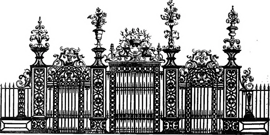 An illustration from English ironwork of the XVIIth & XVIIIth centuries; an historical & analytical account of the development of exterior smithcraft, 1911, leaf 97