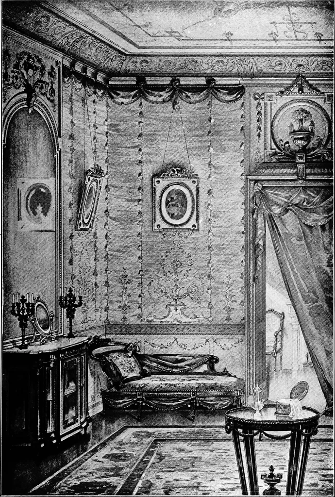 An illustration from The room beautiful; a collection of interior illustrations showing decoration and furnishing details of the important furnishing periods, 1915, leaf 108