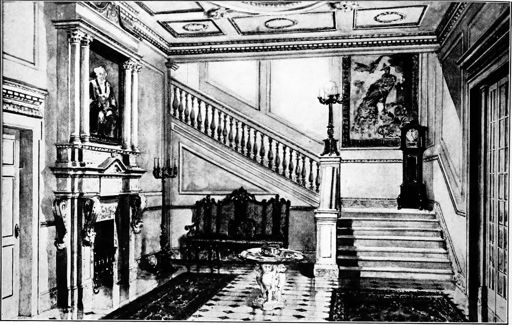 An illustration from The room beautiful; a collection of interior illustrations showing decoration and furnishing details of the important furnishing periods, 1915, leaf 135