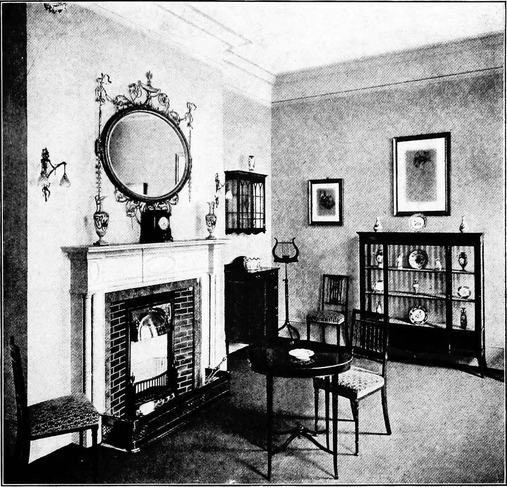 An illustration from The room beautiful; a collection of interior illustrations showing decoration and furnishing details of the important furnishing periods, 1915, leaf 150