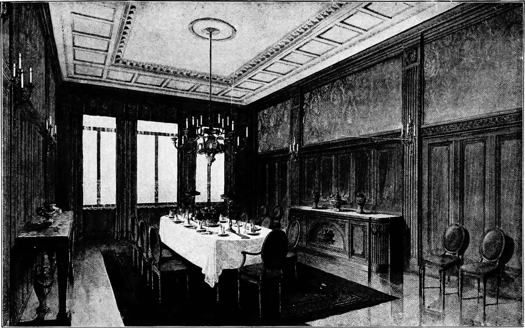An illustration from The room beautiful; a collection of interior illustrations showing decoration and furnishing details of the important furnishing periods, 1915, leaf 156