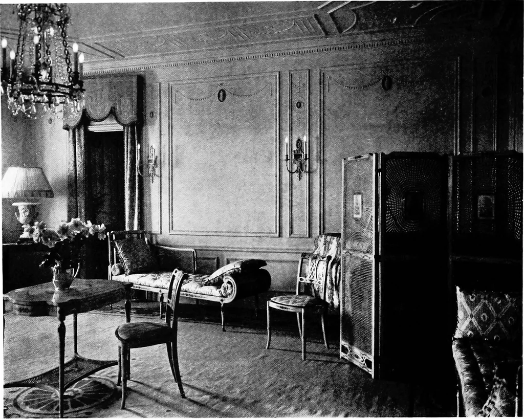 An illustration from The room beautiful; a collection of interior illustrations showing decoration and furnishing details of the important furnishing periods, 1915, leaf 157