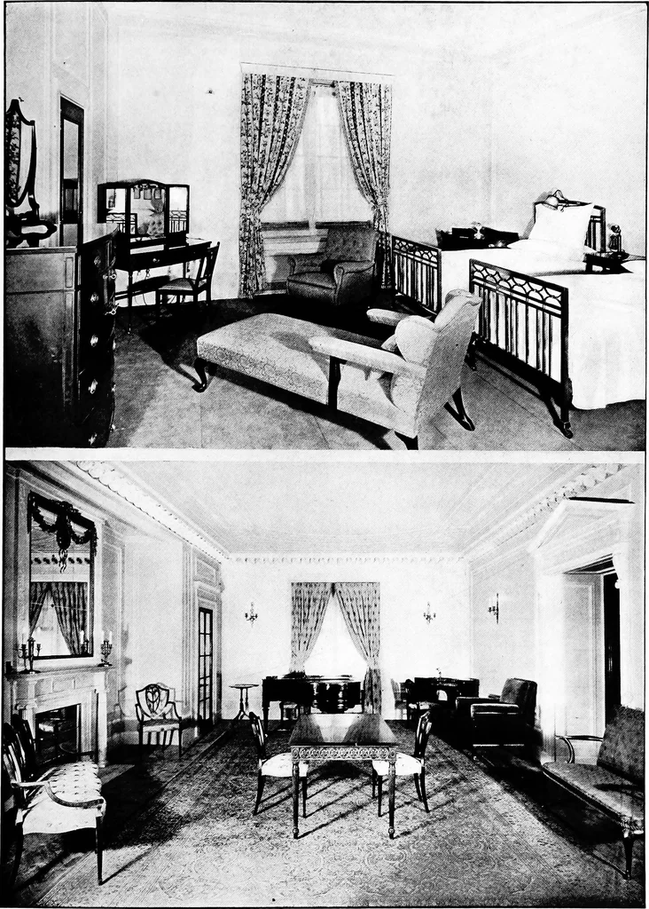 An illustration from The room beautiful; a collection of interior illustrations showing decoration and furnishing details of the important furnishing periods, 1915, leaf 168