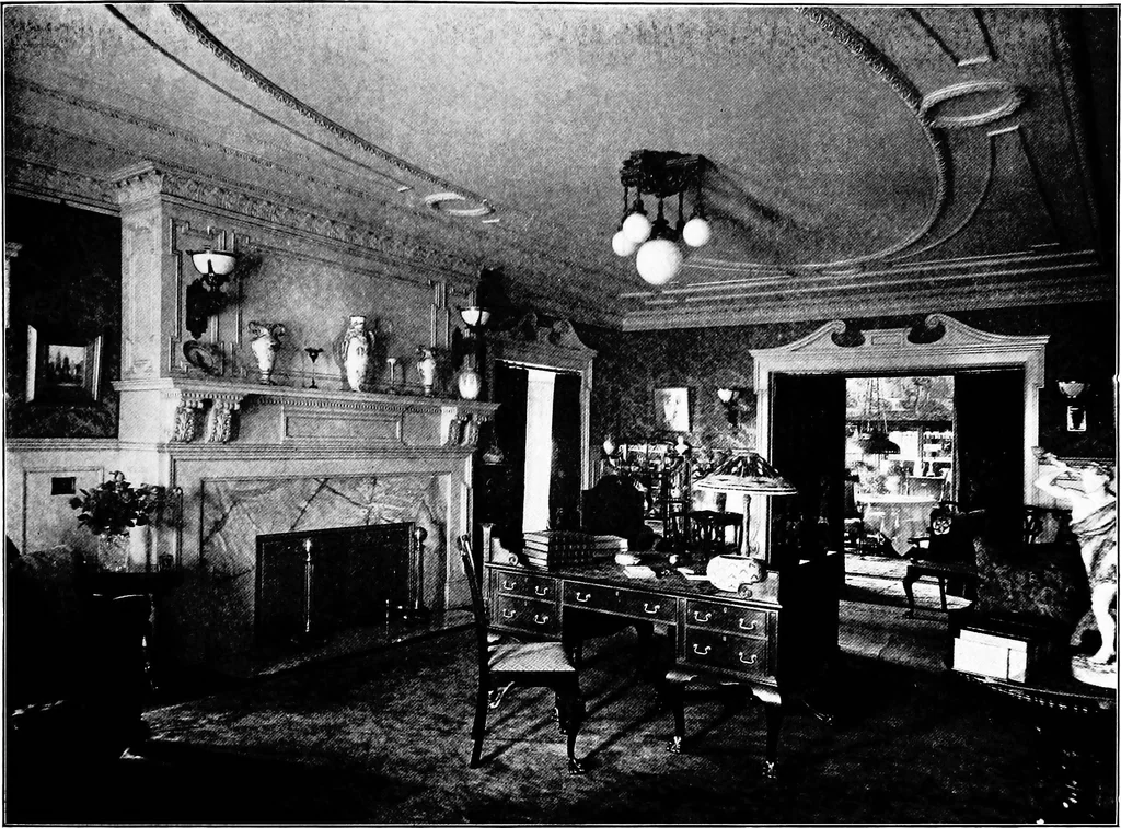 An illustration from The room beautiful; a collection of interior illustrations showing decoration and furnishing details of the important furnishing periods, 1915, leaf 176