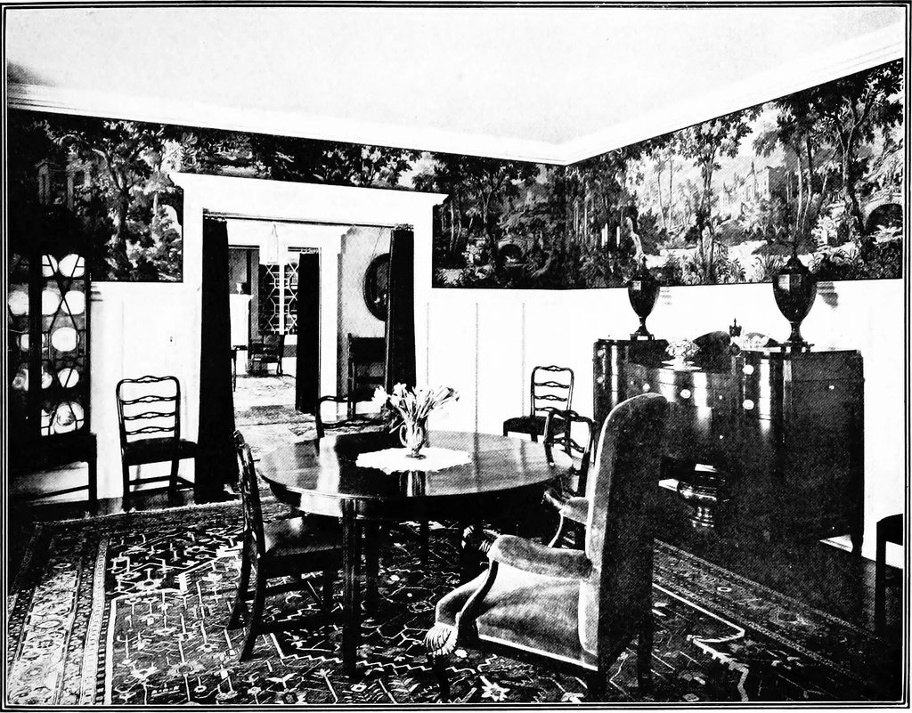 An illustration from The room beautiful; a collection of interior illustrations showing decoration and furnishing details of the important furnishing periods, 1915, leaf 178
