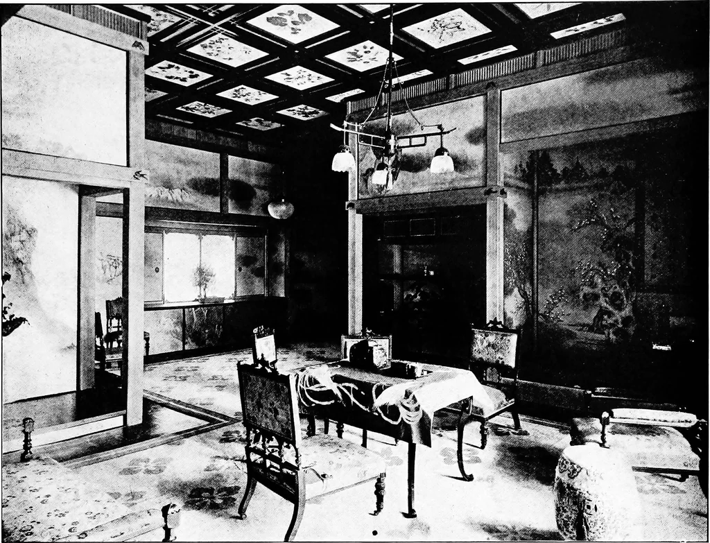 An illustration from The room beautiful; a collection of interior illustrations showing decoration and furnishing details of the important furnishing periods, 1915, leaf 18