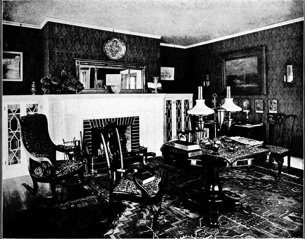 An illustration from The room beautiful; a collection of interior illustrations showing decoration and furnishing details of the important furnishing periods, 1915, leaf 188