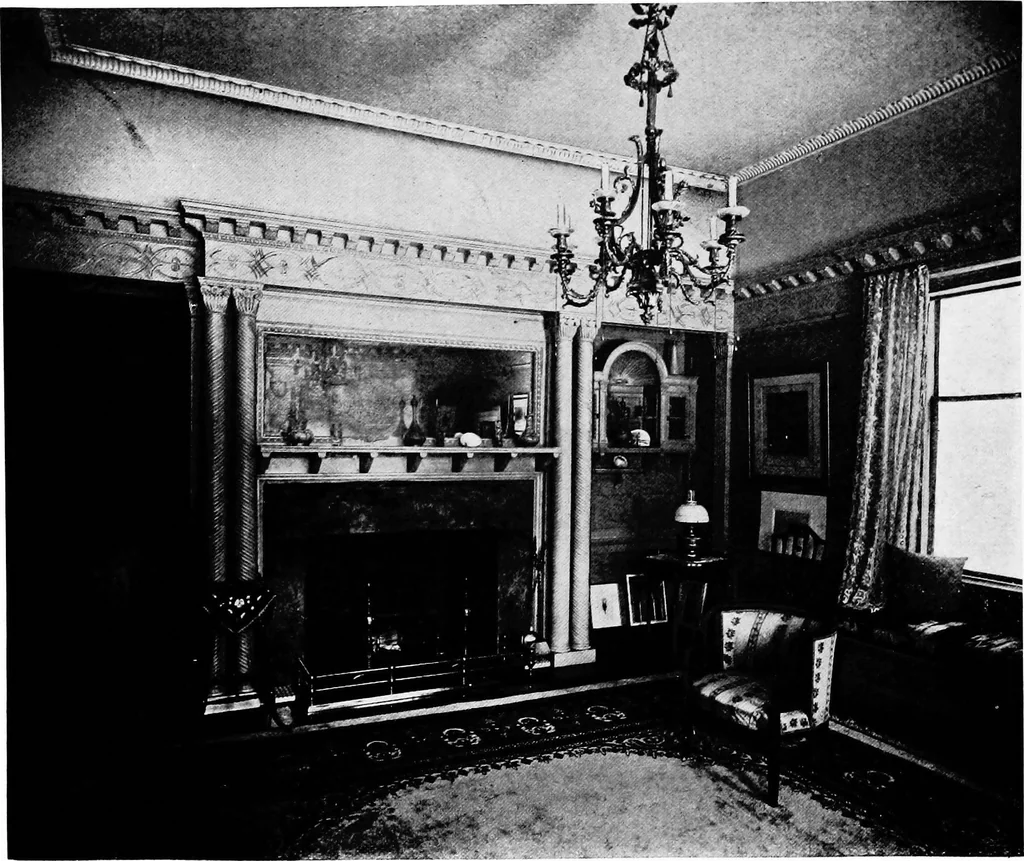 An illustration from The room beautiful; a collection of interior illustrations showing decoration and furnishing details of the important furnishing periods, 1915, leaf 213