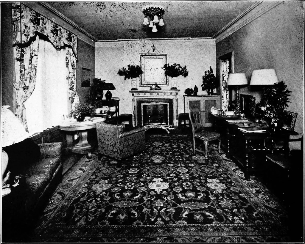 An illustration from The room beautiful; a collection of interior illustrations showing decoration and furnishing details of the important furnishing periods, 1915, leaf 219