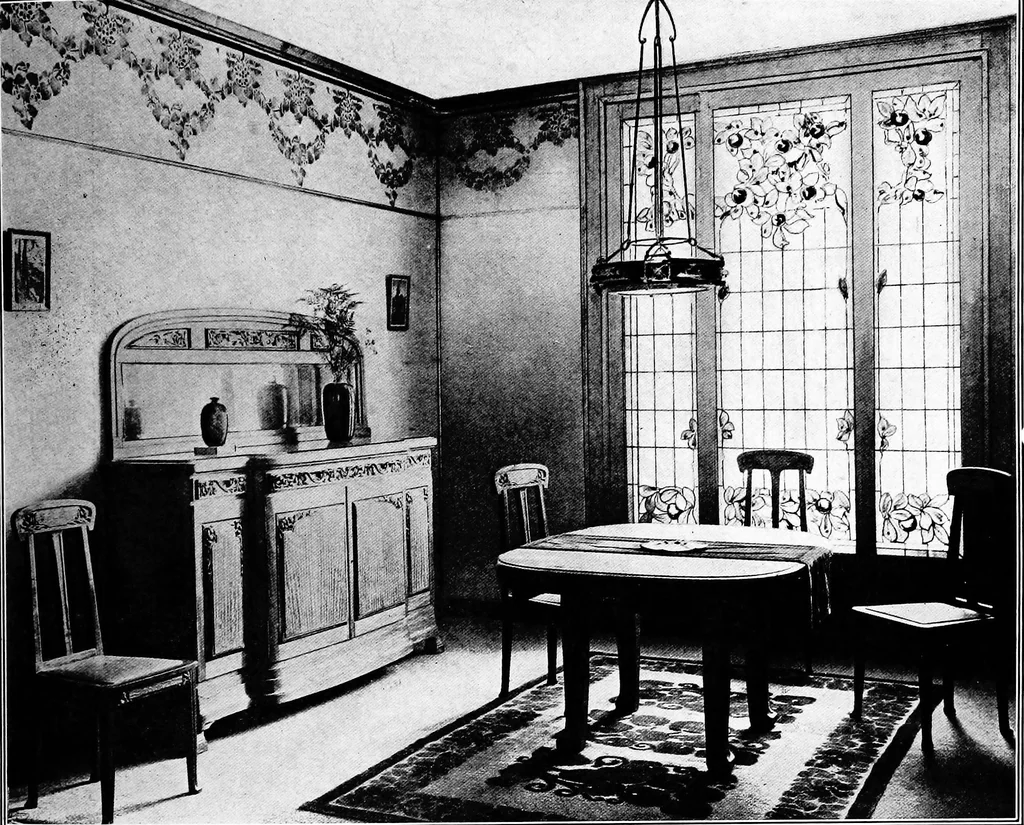 An illustration from The room beautiful; a collection of interior illustrations showing decoration and furnishing details of the important furnishing periods, 1915, leaf 232