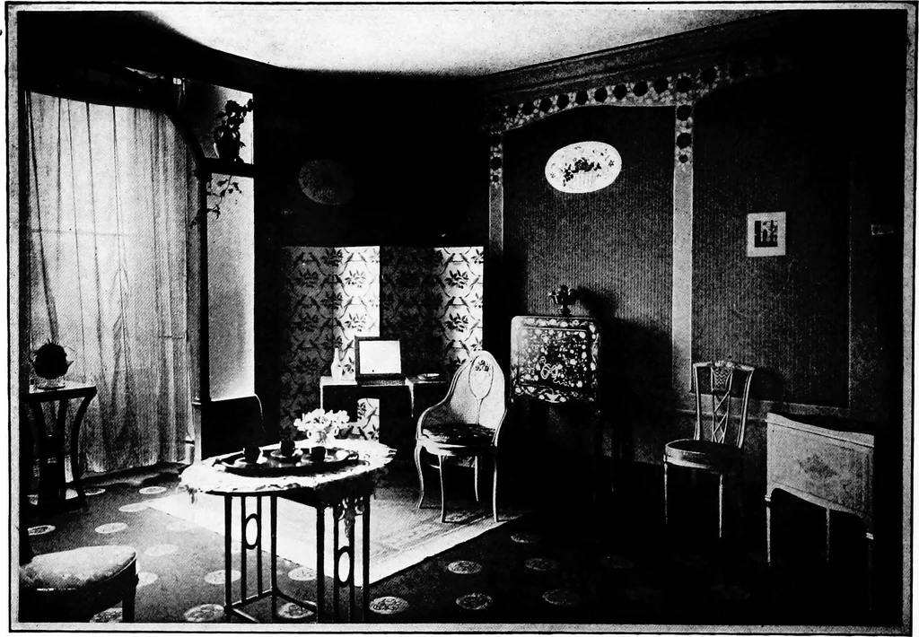 An illustration from The room beautiful; a collection of interior illustrations showing decoration and furnishing details of the important furnishing periods, 1915, leaf 235
