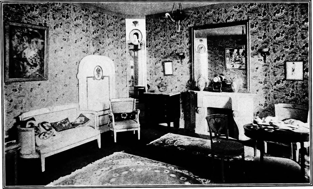 An illustration from The room beautiful; a collection of interior illustrations showing decoration and furnishing details of the important furnishing periods, 1915, leaf 238