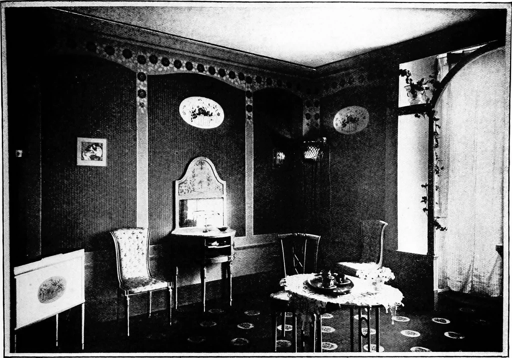 An illustration from The room beautiful; a collection of interior illustrations showing decoration and furnishing details of the important furnishing periods, 1915, leaf 242