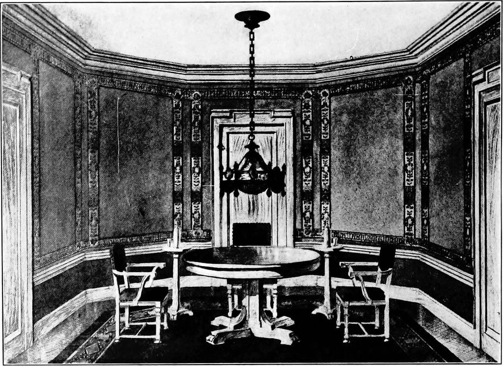 An illustration from The room beautiful; a collection of interior illustrations showing decoration and furnishing details of the important furnishing periods, 1915, leaf 259