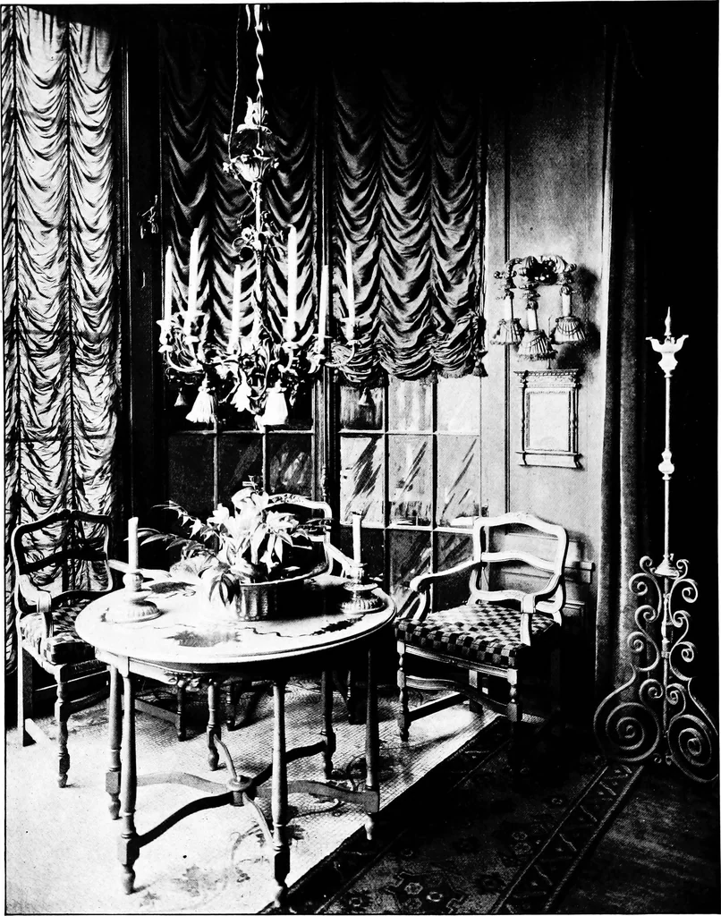 An illustration from The room beautiful; a collection of interior illustrations showing decoration and furnishing details of the important furnishing periods, 1915, leaf 267