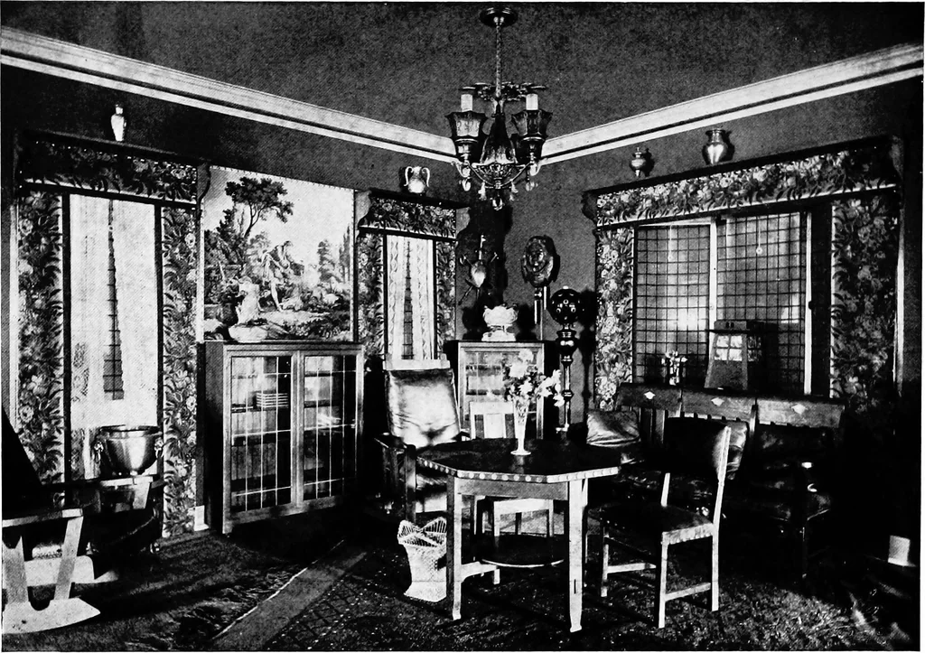 An illustration from The room beautiful; a collection of interior illustrations showing decoration and furnishing details of the important furnishing periods, 1915, leaf 277
