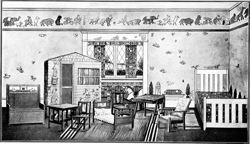 An illustration from The room beautiful; a collection of interior illustrations showing decoration and furnishing details of the important furnishing periods, 1915, leaf 283