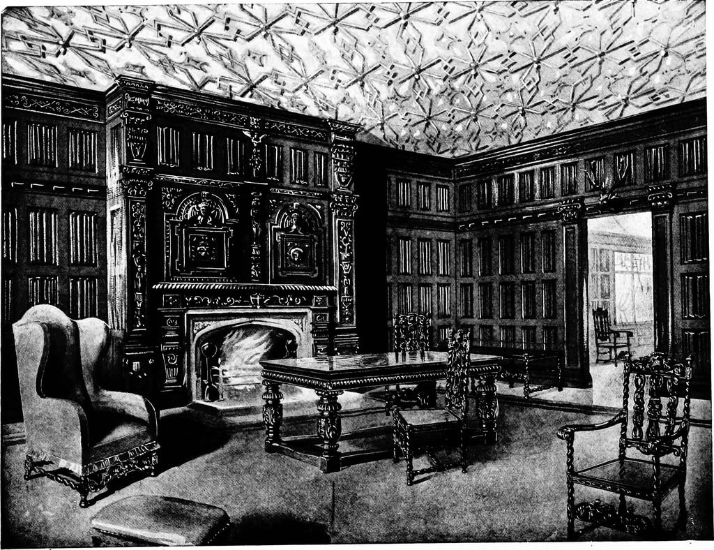 An illustration from The room beautiful; a collection of interior illustrations showing decoration and furnishing details of the important furnishing periods, 1915, leaf 47