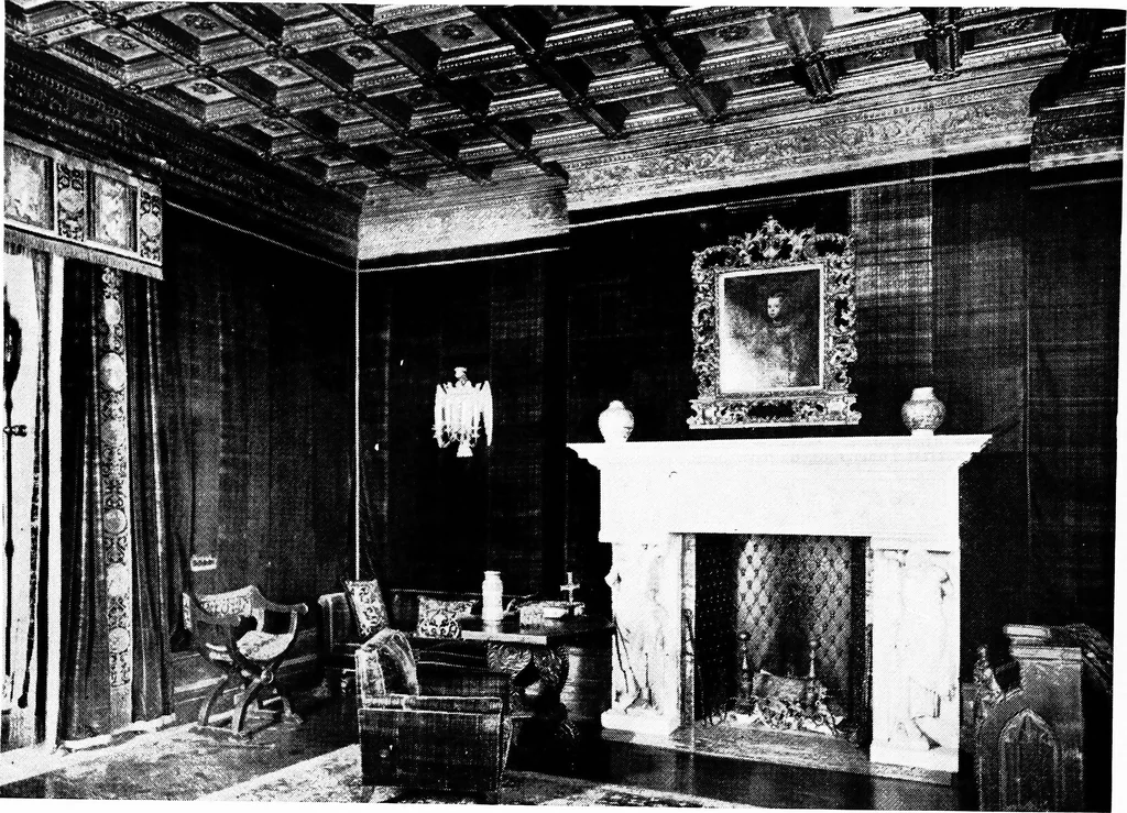 An illustration from The room beautiful; a collection of interior illustrations showing decoration and furnishing details of the important furnishing periods, 1915, leaf 57