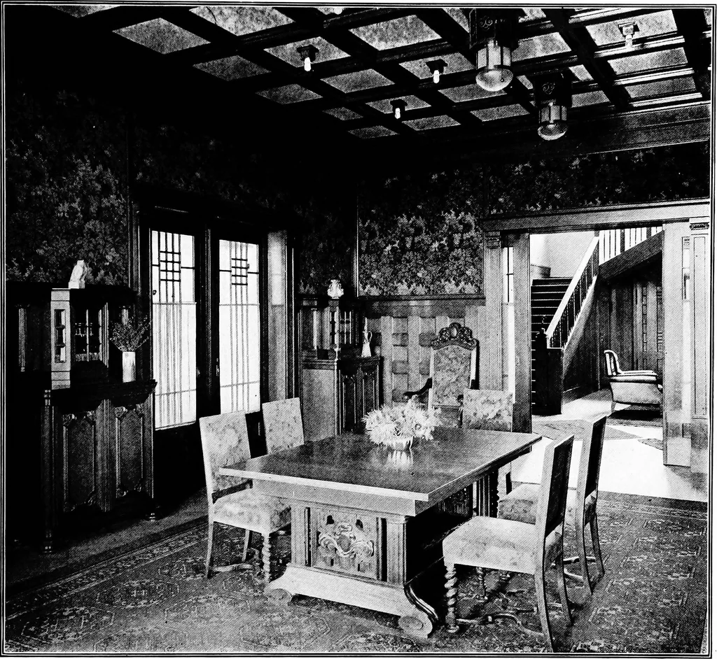 An illustration from The room beautiful; a collection of interior illustrations showing decoration and furnishing details of the important furnishing periods, 1915, leaf 60