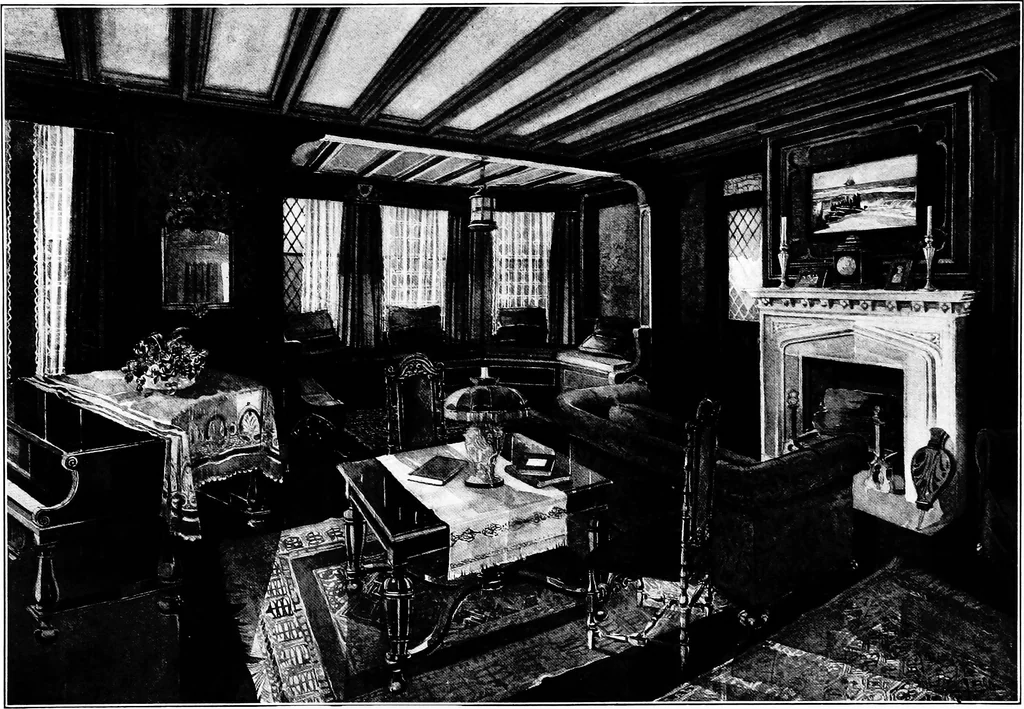 An illustration from The room beautiful; a collection of interior illustrations showing decoration and furnishing details of the important furnishing periods, 1915, leaf 76
