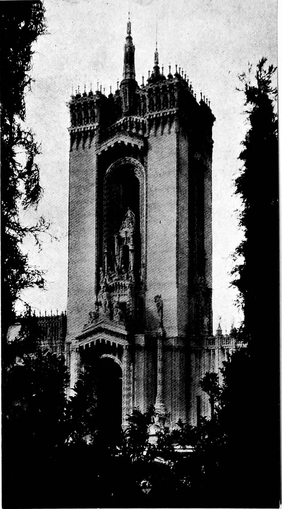 An illustration from The art of the exposition : personal impressions of the architecture, sculpture, mural decorations, color scheme & other aesthetic aspects of the Panama-Pacific International Exposition, 1915, leaf 9