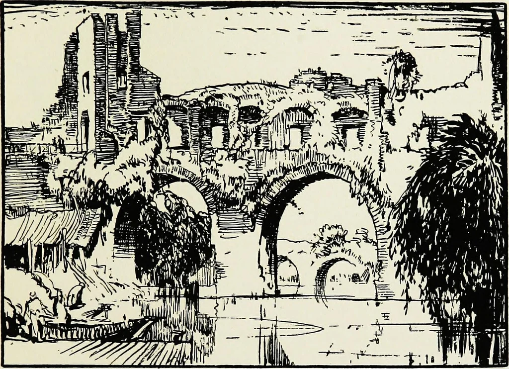 An illustration from A book of bridges, 1915, leaf 154
