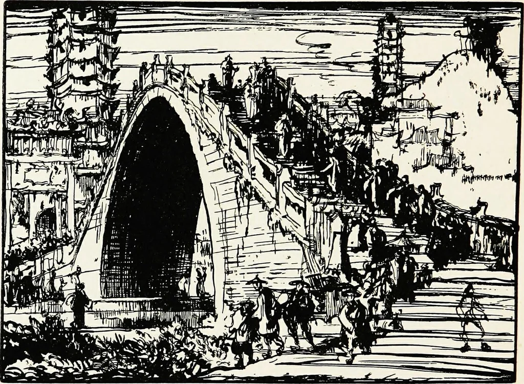 An illustration from A book of bridges, 1915, leaf 317