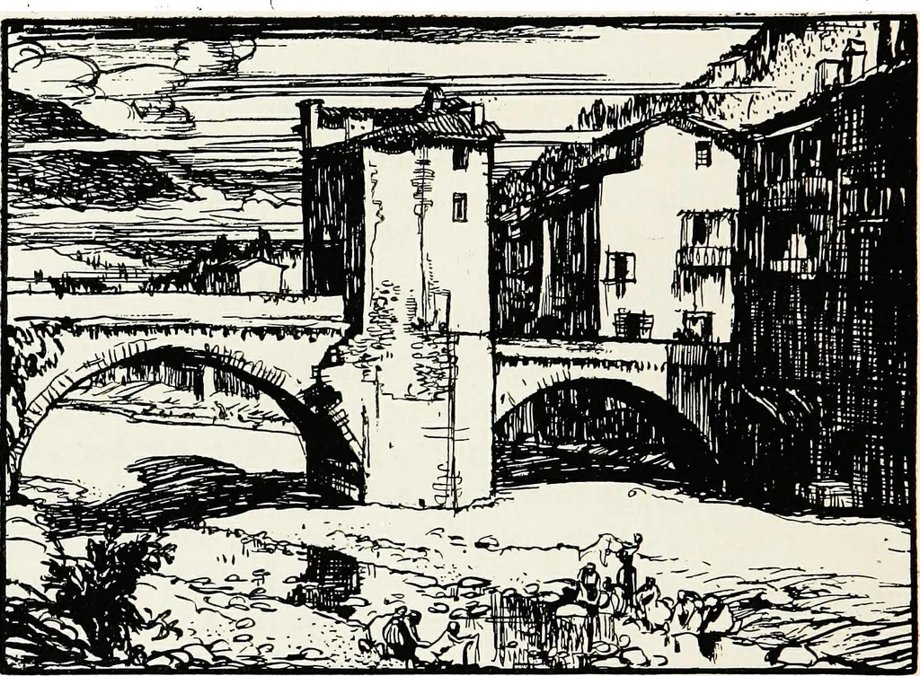 An illustration from A book of bridges, 1915, leaf 349